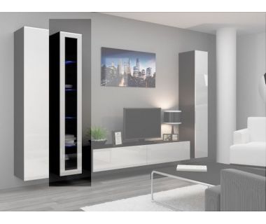 Витрина навесная VIGO Cama 180 Стекло Черный Мат / Белый Глянец