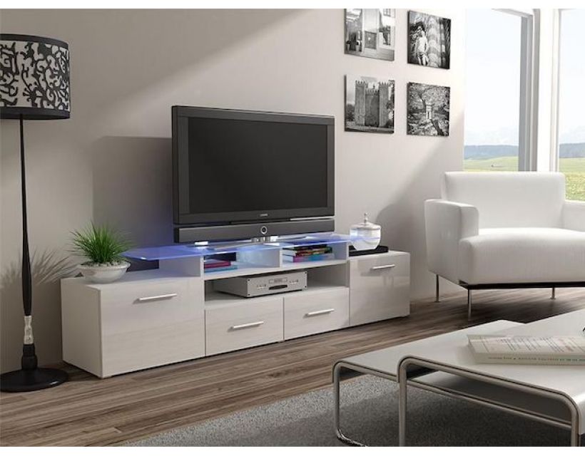 ТВ Тумба EVORA WHITE RTV Cama 194 Белый Мат / Белый Глянец в интернет-магазине "Мебли Даром"