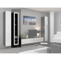 Витрина навесная VIGO Cama 180 Стекло Черный Мат / Белый Глянец