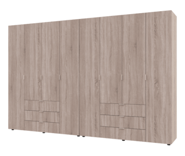 Шафа для одягу Гелар комплект Doros колір Сонома 4+4 двері ДСП 310х49,5х203,4 (42002129)