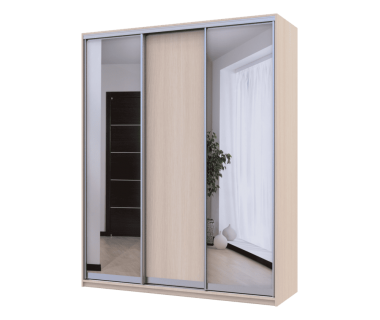 Шкаф купе Сити Лайт Doros Дуб молочный 1 ДСП / 2 Зеркала 180х60х225 (240144) Шкаф купе Сити Лайт Doros Дуб молочный 1 ДСП / 2 Зеркала 180х60х225 (240144)