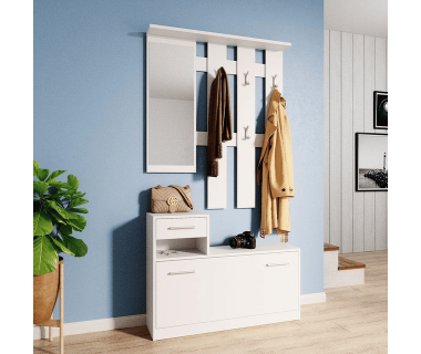 Прихожая Alice Белый/Белый 1 зеркало 100х25х182,9 (41002782) Прихожая Alice Белый/Белый 1 зеркало 100х25х182,9 (41002782)