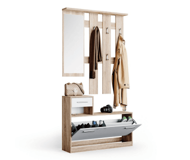 Прихожая с зеркалом Doros Alice 100х25х182,9 см Белый/Дуб cонома (DRS-011331) Прихожая с зеркалом Doros Alice 100х25х182,9 см Белый/Дуб cонома (DRS-011331)