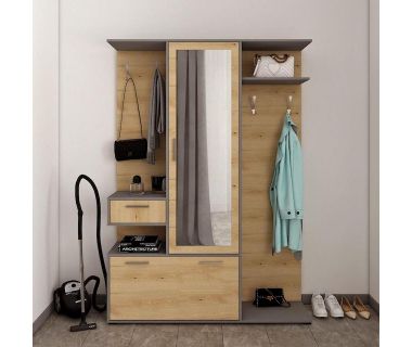 Прихожая Doros Финч 145х37х202 см Графит/Дуб артизан (DRS-011338)