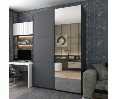 Шафа-купе дводверна Doros G-Caiser 180х60х240 см Графіт/1 Дзеркало (DRS-011033) Шафа-купе дводверна Doros G-Caiser 180х60х240 см Графіт/1 Дзеркало (DRS-011033)
