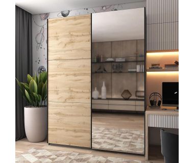 Шкаф-купе двухдверный Doros G-Caiser 180х60х240 см Графит/Дуб евок/1 Зеркало (DRS-011227)