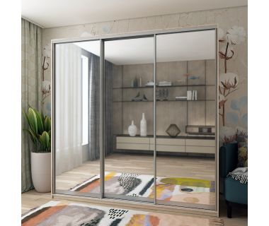 Шафа-купе тридверна Doros Сіті Лайт 225х60х225 см Дуб сонома/3 Дзеркала (DRS-011096)