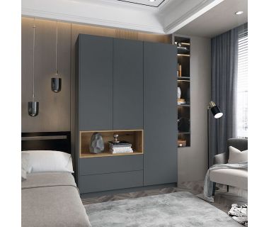 Шкаф для одежды с нишей Doros Дэйл 150х52х220 см Графит/Дуб евок (DRS-011282) Шкаф для одежды с нишей Doros Дэйл 150х52х220 см Графит/Дуб евок (DRS-011282)