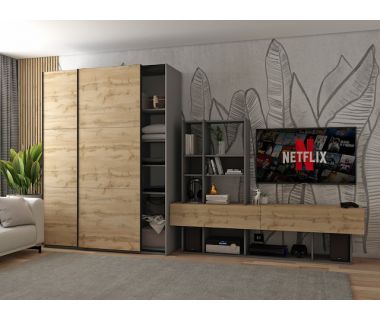 Шафа-купе дводверна Doros G-Caiser 160х60х240 см Графіт/Дуб явок (DRS-011039)