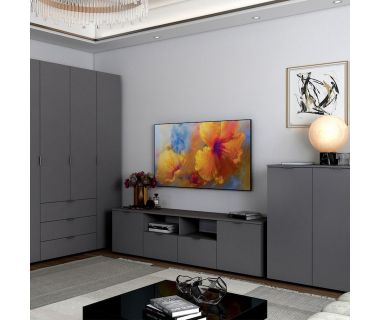 Тумба под ТВ Doros Рон 4 180х38х50 см Графит (DRS-011299) Тумба под ТВ Doros Рон 4 180х38х50 см Графит (DRS-011299)