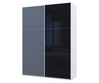 Шафа-купе дводверна Doros G-Caiser 180х60х240 см Біла/Графіт/1 Чорне скло (DRS-011020)