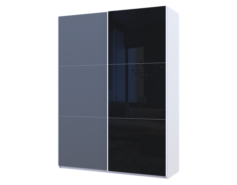 Шафа-купе дводверна Doros G-Caiser 180х60х240 см Біла/Графіт/1 Чорне скло (DRS-011020)