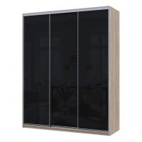 Шкаф купе Сити Лайт Слим Дуб Сонома Стекло Черное 180х60х225 (DRS-011542)