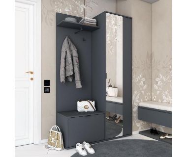 Прихожая с зеркалом Doros Дора 113,5х40х192 см Графит (DRS-011341)