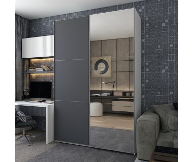Шафа-купе дводверна Doros G-Caiser 160х60х240 см Біла/Графіт/Дзеркало (DRS-011015)