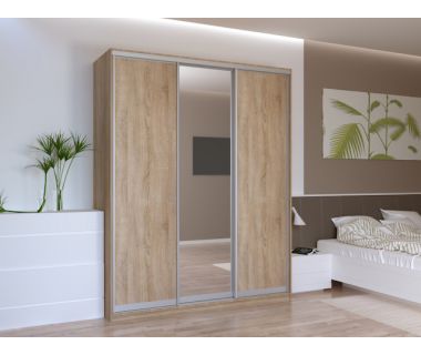 Шафа-купе тридверна Doros Сіті Лайт 180х60х225 см Дуб сонома/1 Дзеркало (DRS-011089)