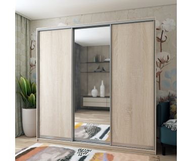 Шафа-купе тридверна Doros Сіті Лайт 225х60х225 см Дуб сонома/1 Дзеркало (DRS-011098)