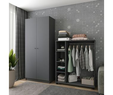 Шафа розстібна з полицями Doros Промо 90х48х204 см Графіт (DRS-011202) Шафа розстібна з полицями Doros Промо 90х48х204 см Графіт (DRS-011202)