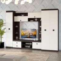 Гостиная стенка Эверест Соната 3 (модульная - 3 элемента) венге темный + белый (DTM-2514)