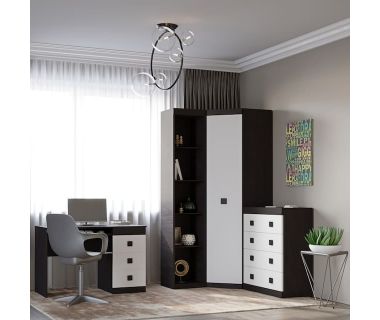 Детская стенка Эверест Соната Комплект 5 (модульная - 4 элемента) венге темный + белый (DTM-2586)