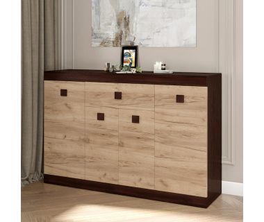 Великий комод Еверест із дверима та ящиком Соната-7 140х38х94 венге темний + дуб крафт золотий (DTM-2017) Великий комод Еверест із дверима та ящиком Соната-7 140х38х94 венге темний + дуб крафт золотий (DTM-2017)