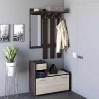 Передпокій Еверест Тандем з вішалкою та тумбою (ліве) для взуття венге + дуб молочний (DTM-2199)