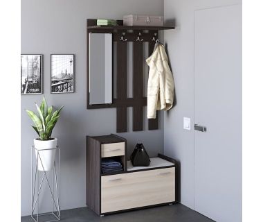 Прихожая Эверест Тандем с вешалкой и тумбой (левая) для обуви венге + дуб молочный (DTM-2199) Прихожая Эверест Тандем с вешалкой и тумбой (левая) для обуви венге + дуб молочный (DTM-2199)