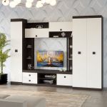 Гостиная стенка Эверест Соната 3 (модульная - 3 элемента) венге темный + белый (DTM-2514)