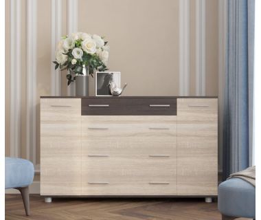 Комод для вещей К-4 Эверест 130х38х73 венге темный+дуб молочный Телескопические (шариковые) (DTM-2028) Комод для вещей К-4 Эверест 130х38х73 венге темный+дуб молочный Телескопические (шариковые) (DTM-2028)