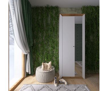 Шкаф-пенал с зеркалом Эверест Нордик-800 Белый + Дуб крафт золотой (DTM-5539)