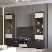 Вітальня Еверест Британія Комплект 7 (3 елементи) венге + дуб молочний (DTM-2504)