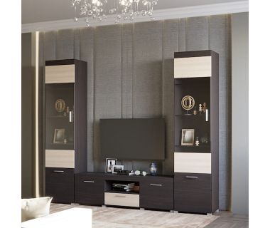 Вітальня Еверест Британія Комплект 7 (3 елементи) венге + дуб молочний (DTM-2504)