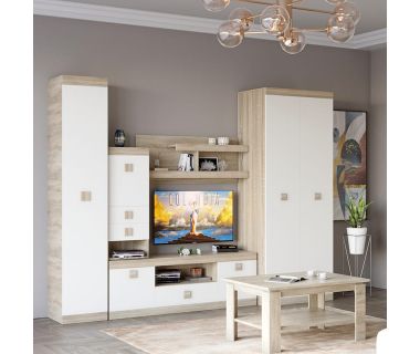 Гостиная Эверест Соната Комплект 22 (модульная - 6 элементов) дуб сонома + белый (DTM-2509)