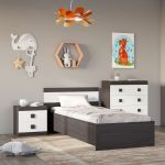 Спальня Дитяча Еверест Соната Комплект 8 (модульна - 3 елементи) венге темний + білий (DTM-2592)