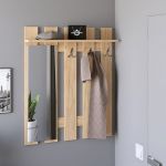 Вешалка настенная с зеркалом Эверест Либерти 90x15.2x110 см дуб крафт золотой (DTM-2629)