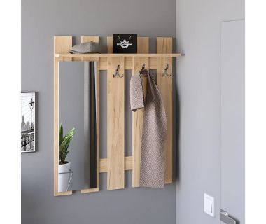 Вешалка настенная с зеркалом Эверест Либерти 90x15.2x110 см дуб крафт золотой (DTM-2629) Вешалка настенная с зеркалом Эверест Либерти 90x15.2x110 см дуб крафт золотой (DTM-2629)