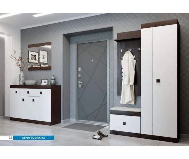 Прихожая Эверест Соната 2 (модульная - 5 элементов) венге темный + белый (DTM-2194)