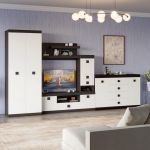 Вітальня стінка Еверест Соната 2 (модульна - 5 елементів) венге темний+білий (DTM-2237)