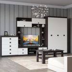 Гостиная Эверест Соната Комплект 28 (модульная - 4 элемента) венге темный + белый (DTM-2515)