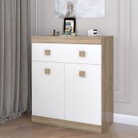 Комод с дверями и ящиком Эверест Соната-4 80х38х94 дуб сонома + белый (DTM-2065)