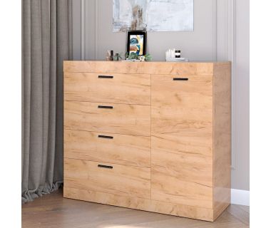 Комод с дверью и 4-мя ящиками Эверест Соната-5 105х38х94 дуб крафт золотой (DTM-2702)