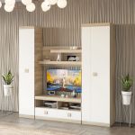 Гостиная стенка Эверест Соната 8 (модульная - 4 элемента) дуб сонома + белый (DTM-2510)