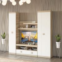 Гостиная стенка Эверест Соната 8 (модульная - 4 элемента) дуб сонома + белый (DTM-2510)