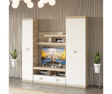 Вітальня стінка Еверест Соната 8 (модульна - 4 елементи) дуб сонома + білий (DTM-2510)