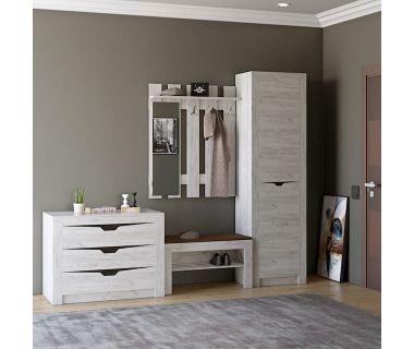 Передпокій Еверест Ліберті 4 (модульний - 5 елементів) шафа-пенал правий, дуб крафт білий (DTM-2534)