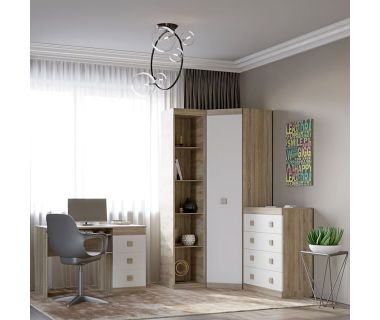 Детская стенка Эверест Соната Комплект 5 (модульная - 4 элемента) дуб сонома + белый (DTM-2587)