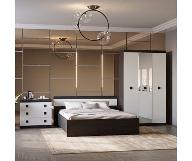 Спальня Соната Эверест Комплект 13 (модульная - 3 элемента) венге темный + белый (DTM-2617) Спальня Соната Эверест Комплект 13 (модульная - 3 элемента) венге темный + белый (DTM-2617)