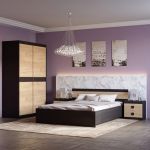 Спальня Соната Эверест Комплект 11 (модульная - 4 элемента) венге темный + дуб крафт золотой (DTM-2641)