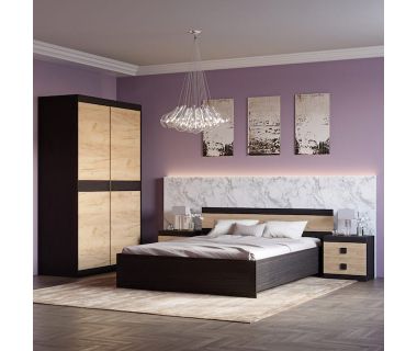 Спальня Соната Еверест Комплект 11 (модульна - 4 елементи) венге темний + дуб золотий крафт (DTM-2641) Спальня Соната Еверест Комплект 11 (модульна - 4 елементи) венге темний + дуб золотий крафт (DTM-2641)