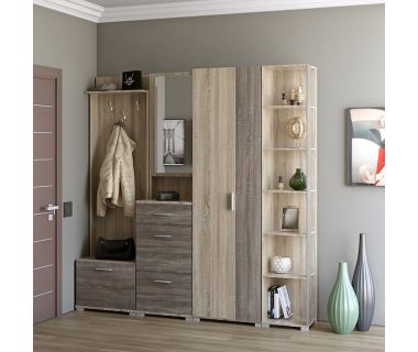 Прихожая Эверест Бриз-4 с распашным шкафом ШП-2 (4 элемента) сонома + трюфель (DTM-2659)